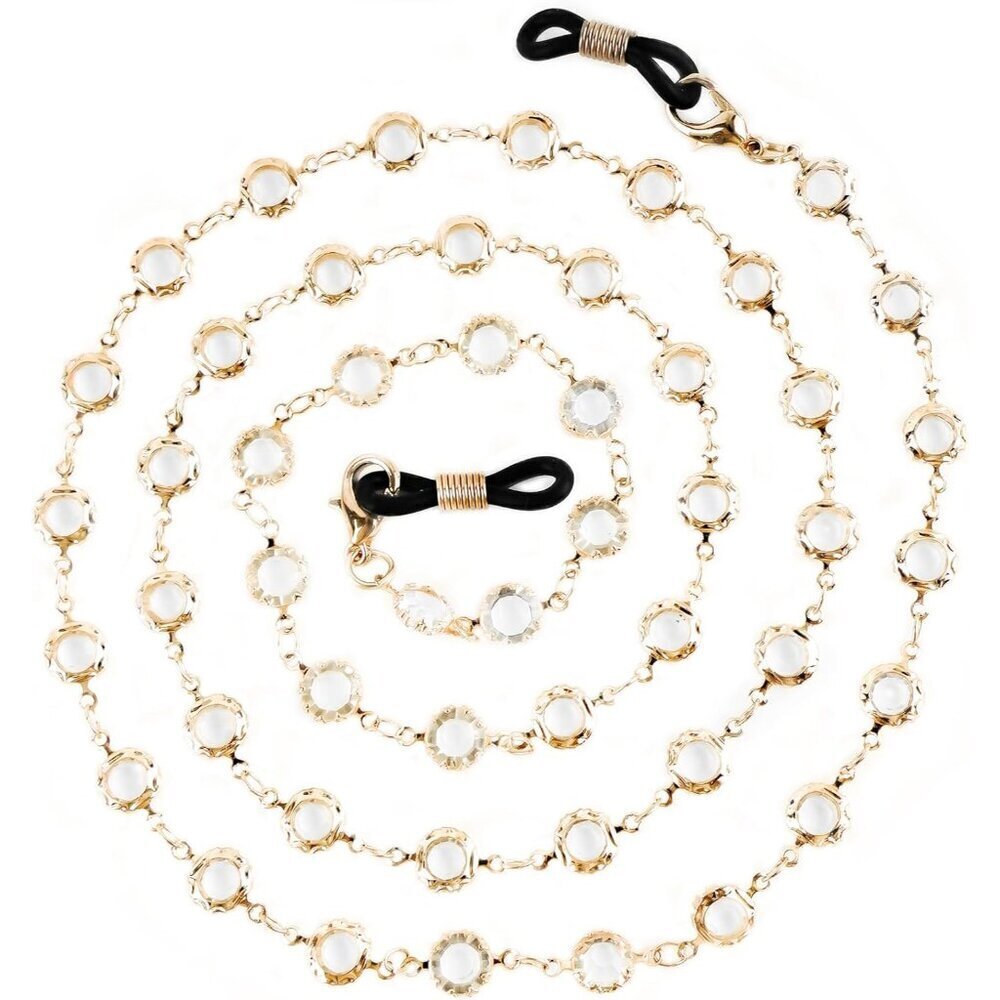 Crystal Beaded Eyeglasses Chain for Women Girls Copper 30in Stylish Safe